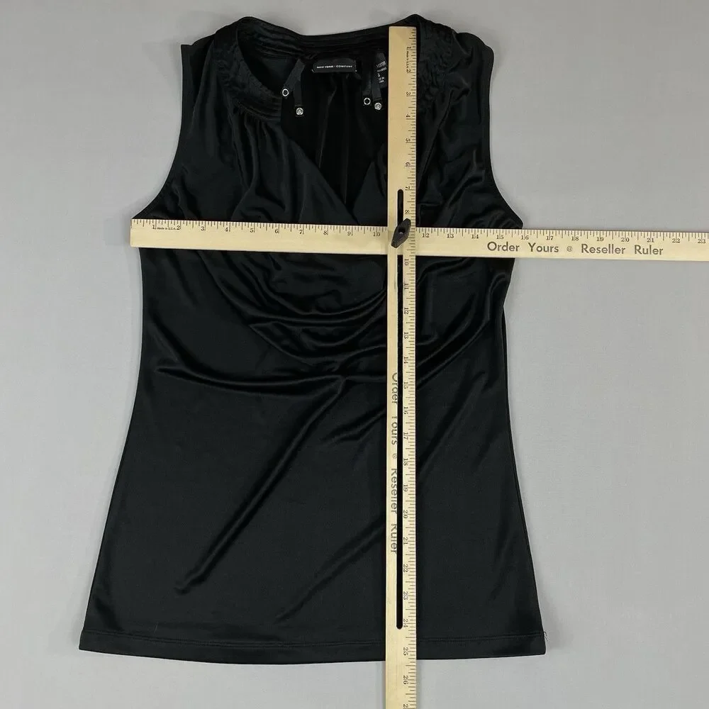 NY & Co. Silky Sleeveless Cowl Draped Neck Top Women’s Small Black Office Corp - Picture 11 of 11